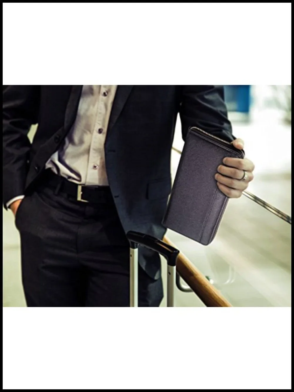 PU Leather RFID Passport Wallet Travel Document Organizer Wristlet